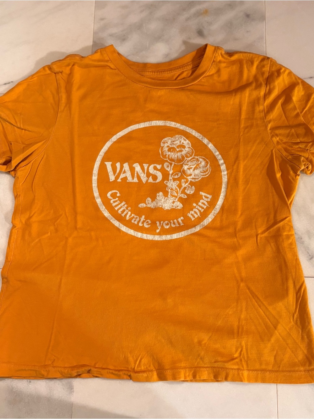 Vans Womens Orange Graphic Tee - Cultivate Your Mind